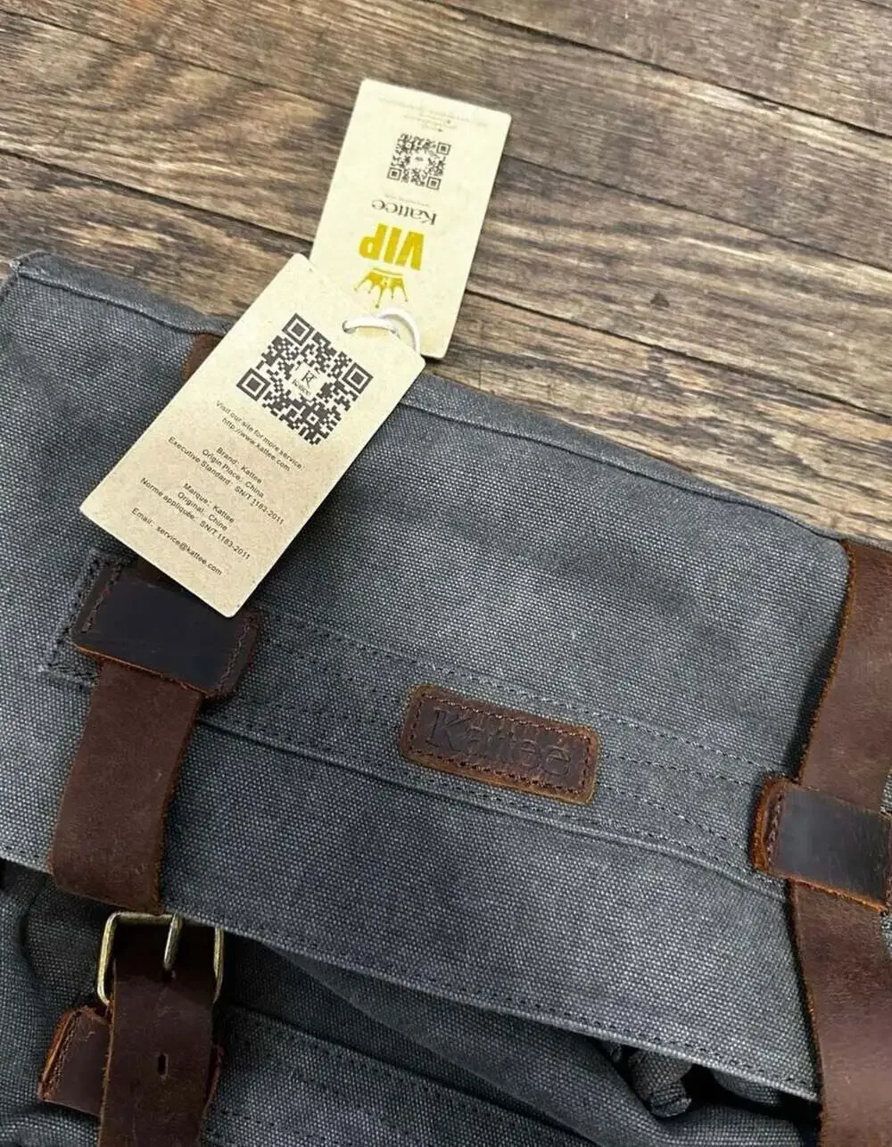 Kattee Vintage Waxed Canvas and Leather Rucksack Backpack Outdoor Travel Work